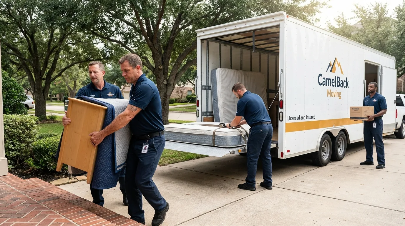Crew loading residential truck for cross-state move from Shelbyville, TN